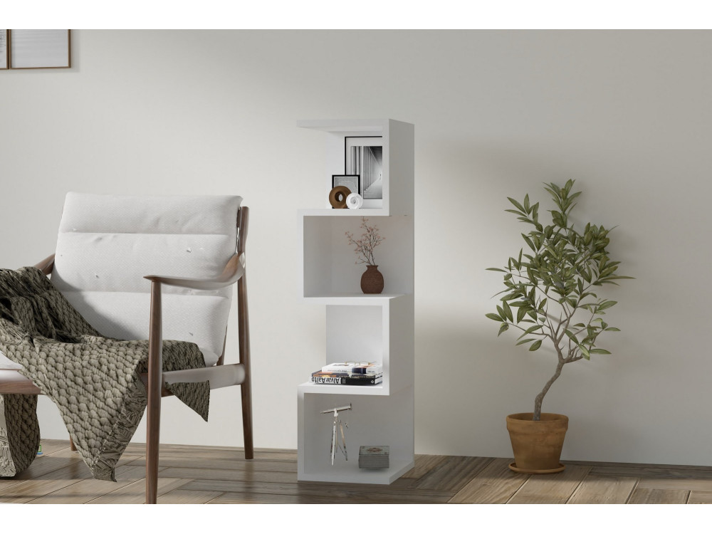 Libreria in legno "Alin" - 27 x 25 x 95 cm - Bianco