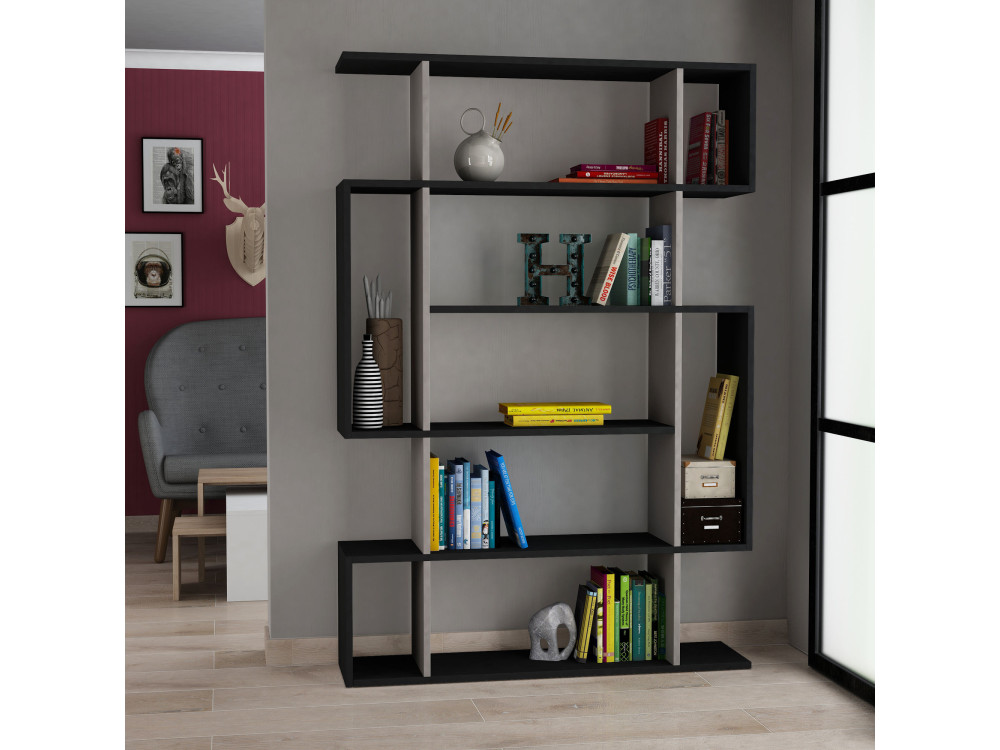 Libreria in legno "Mito" - 110 x 25 x 161 cm - Grigio antracite