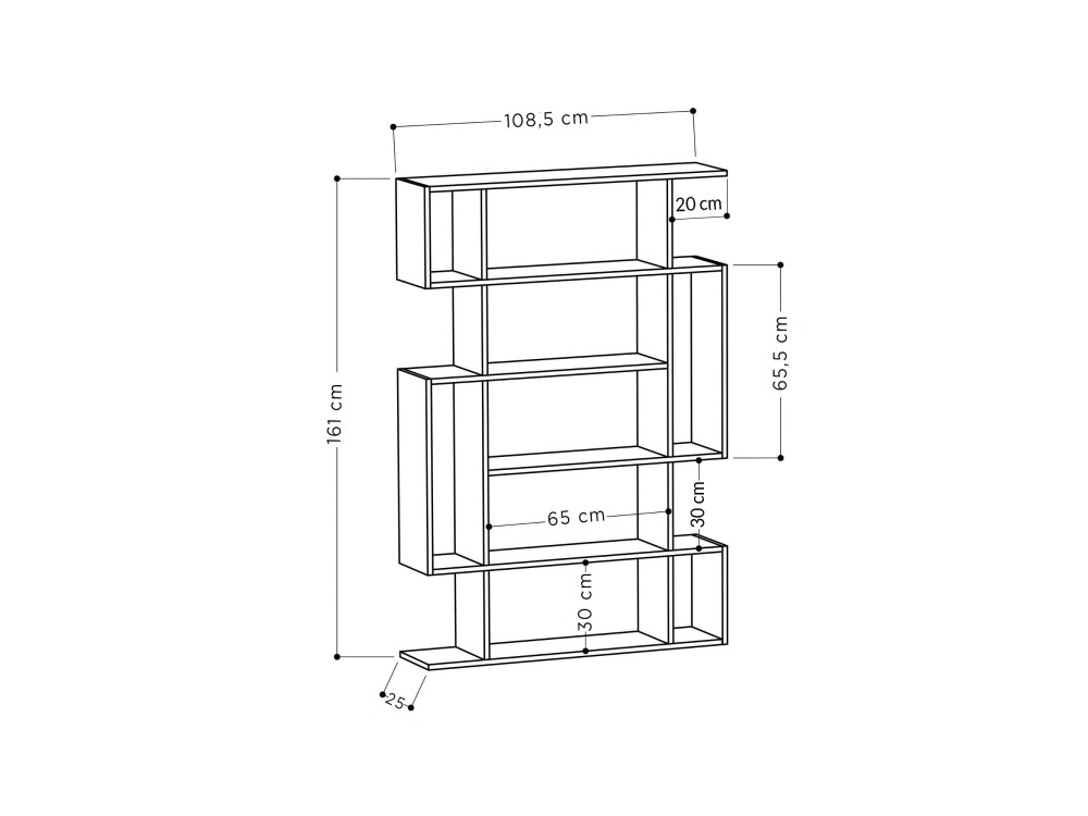 Libreria in legno "Mito" - 110 x 25 x 161 cm - Grigio antracite
