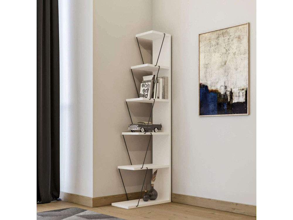 Libreria in legno "Ayder" - 50 x 22 x 150 cm - Bianco