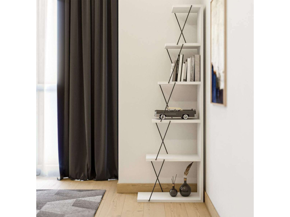 Libreria in legno "Ayder" - 50 x 22 x 150 cm - Bianco