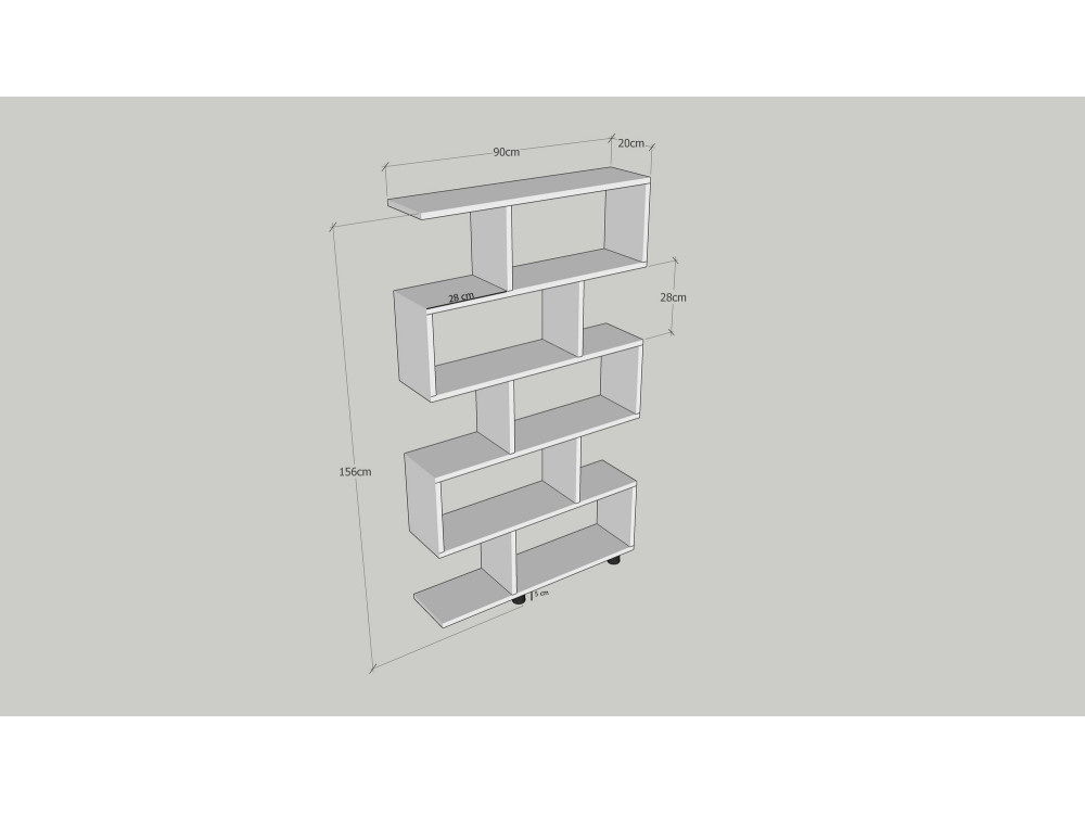 Libreria in legno "Elif" 90 x 20 x 156 cm - Bianco