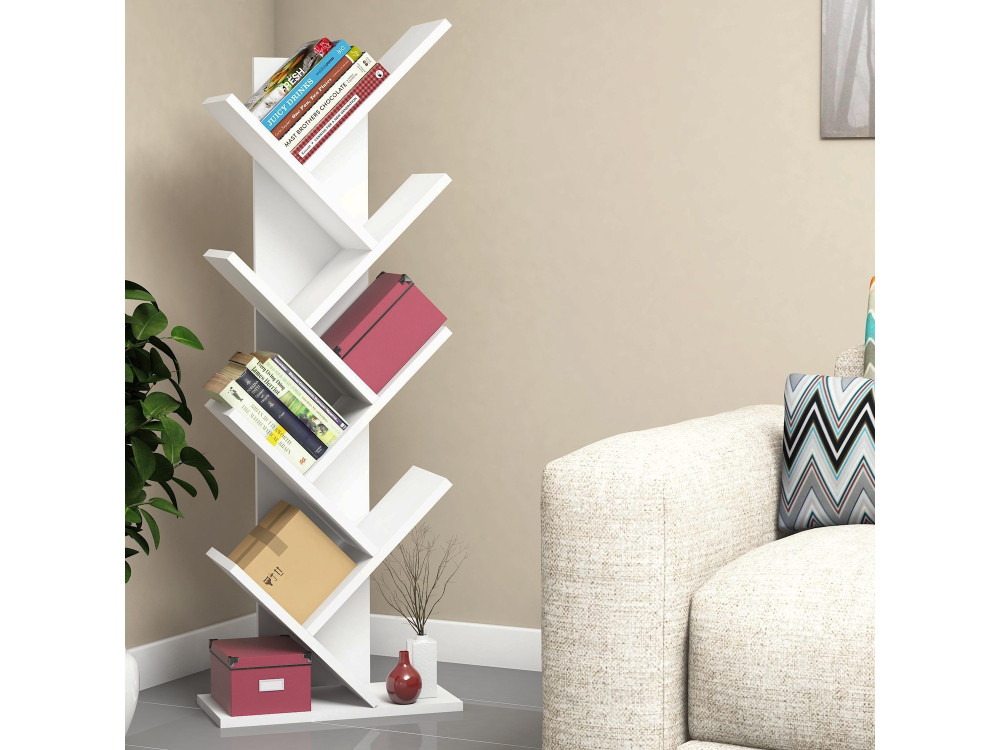 Libreria in legno "Hitit" - 46 x 22 x 128 cm - Bianco