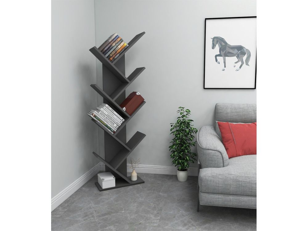 Libreria in legno "Hitit" - 46 x 22 x 128 cm - Grigio antracite