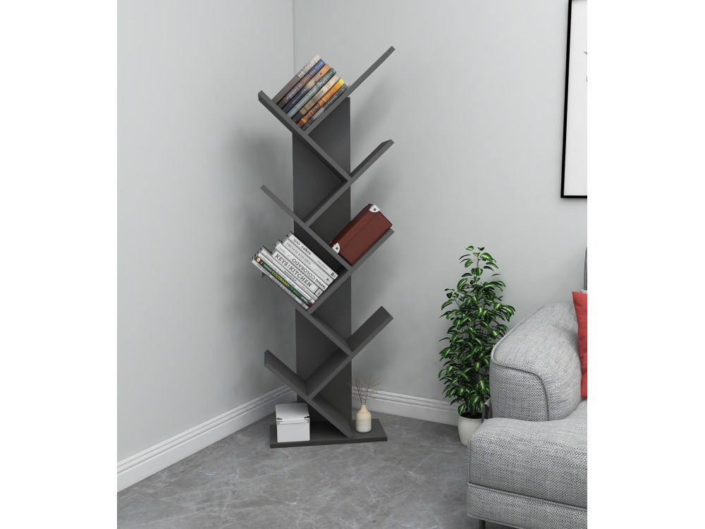 Libreria in legno "Hitit" - 46 x 22 x 128 cm - Grigio antracite