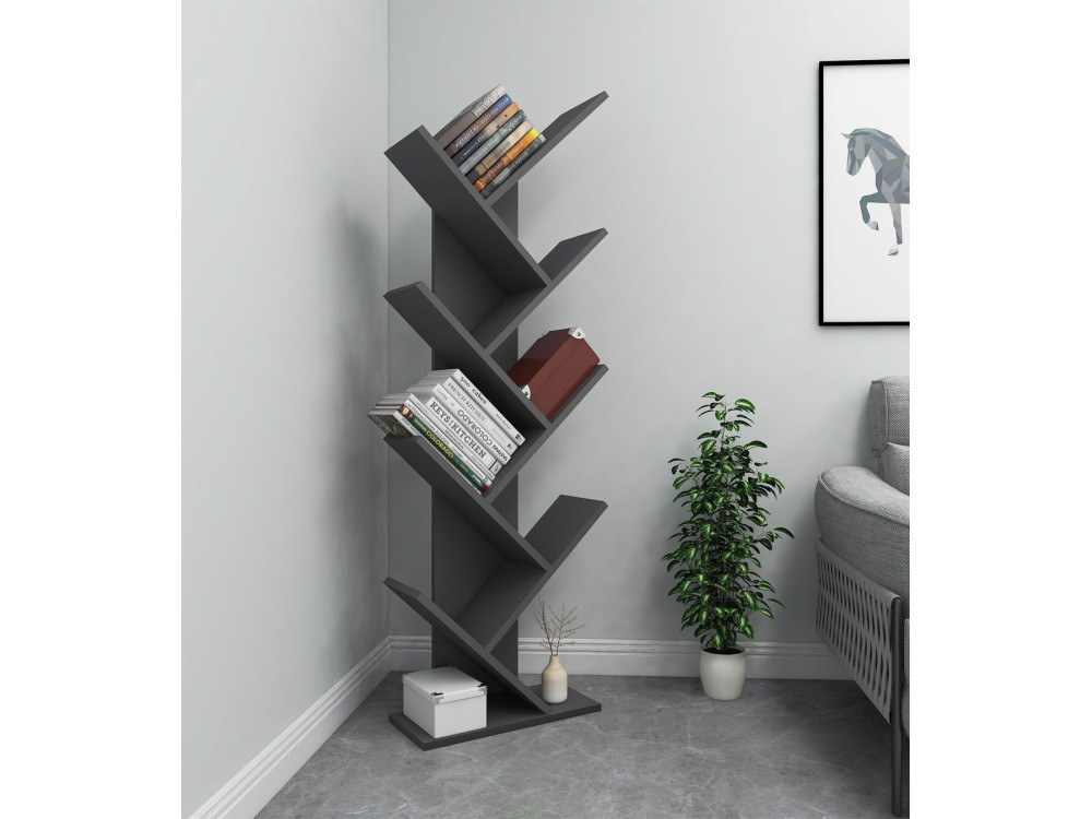 Libreria in legno "Hitit" - 46 x 22 x 128 cm - Grigio antracite