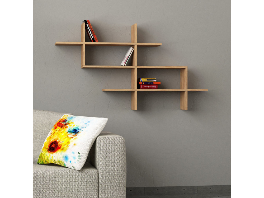 Libreria in legno "Halic" - 150 x 22 x 82 cm - Rovere