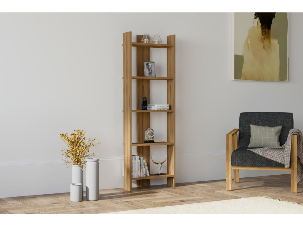 Libreria in legno "Virba" - 52 x 22 x 149 cm - Noce