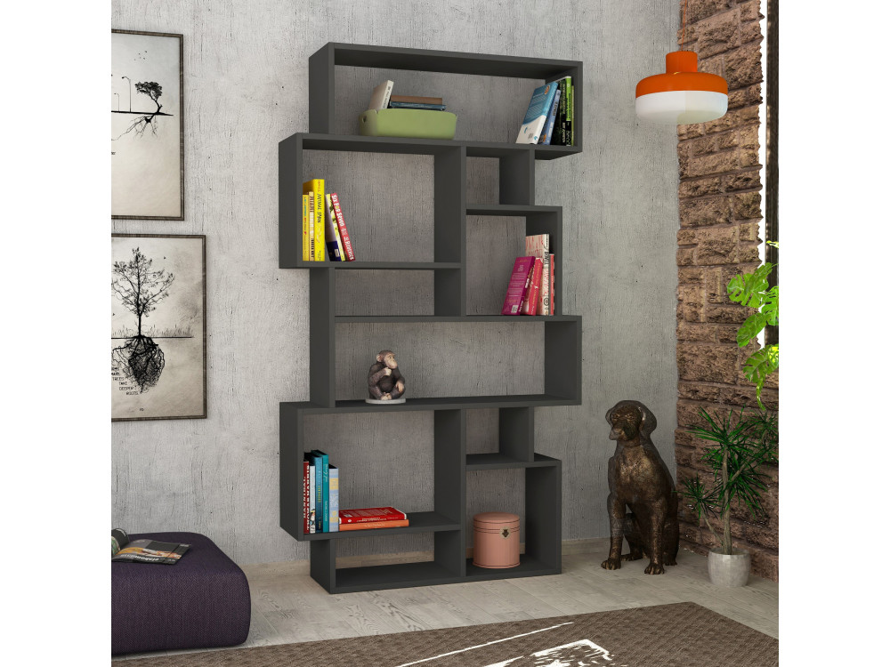 Libreria in legno "Karmato" - 96 x 25 x 168 cm - Grigio antracite