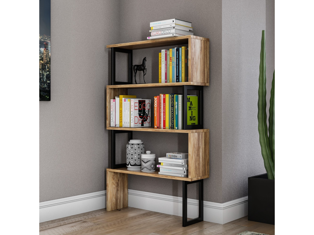 Libreria in legno "Ceylon" - 80 x 22 x 128 cm - Noce