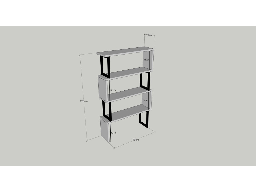 Libreria in legno "Ceylon" - 80 x 22 x 128 cm - Noce