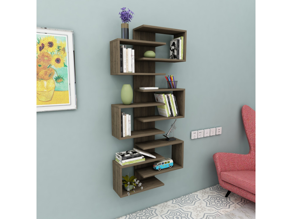 Libreria in legno "Lotus" - 75 x 21 x 161 cm - Noce