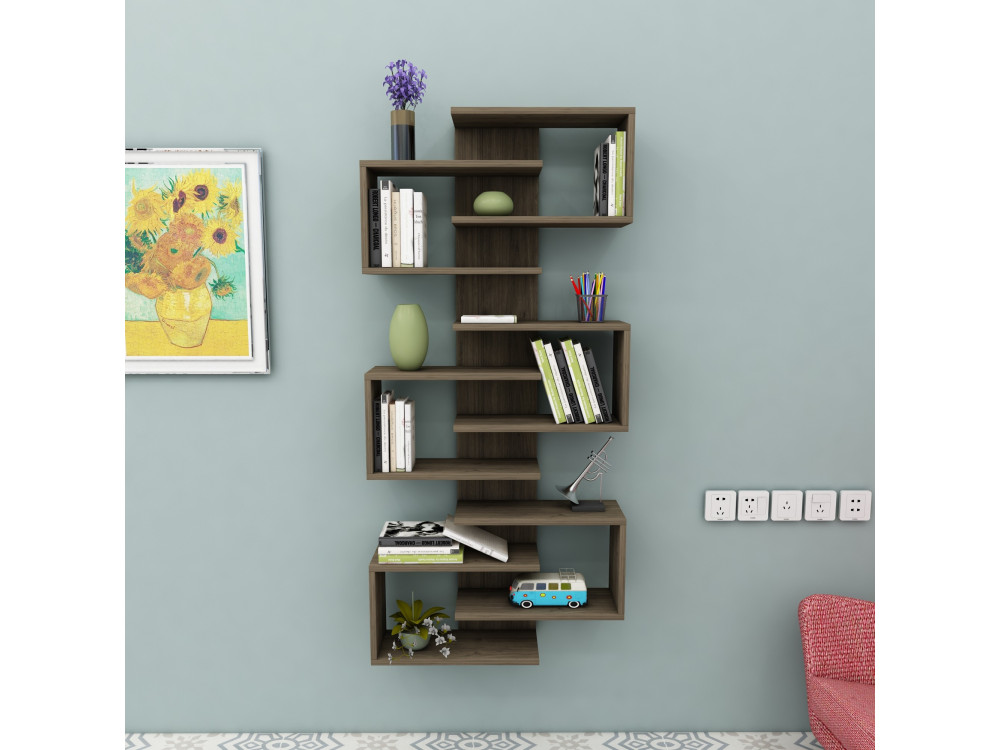 Libreria in legno "Lotus" - 75 x 21 x 161 cm - Noce