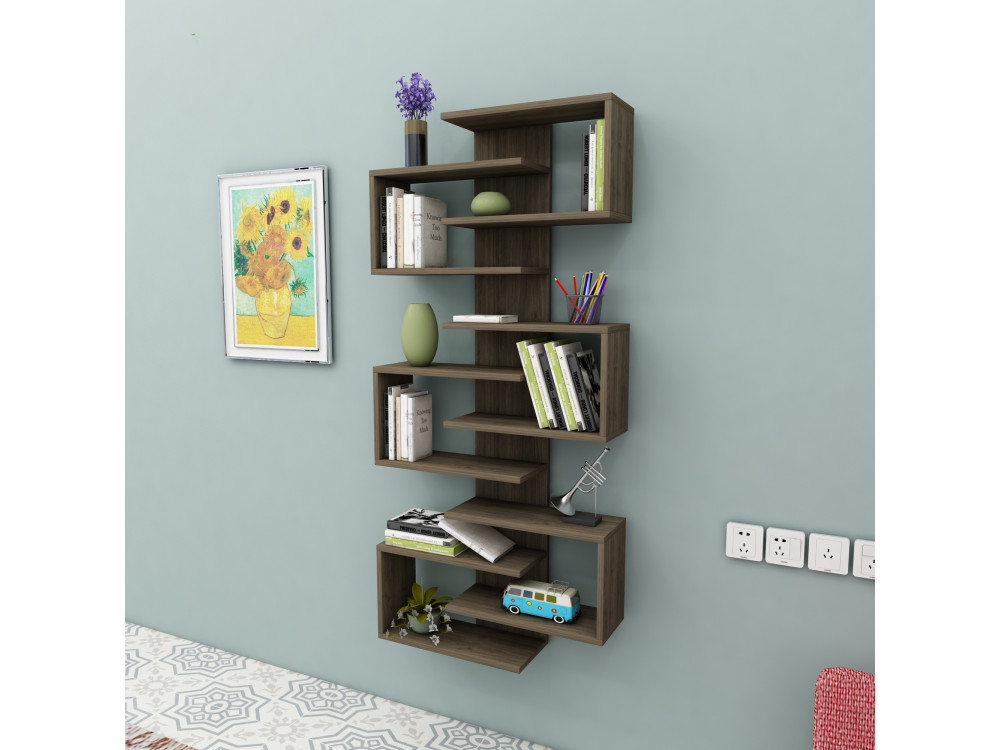 Libreria in legno "Lotus" - 75 x 21 x 161 cm - Noce