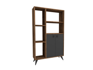 Libreria in legno "Meldan" - 80 x 25 x 135 cm - Noce chiaro, Antracite