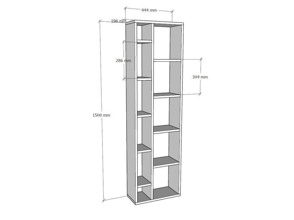 Libreria in legno "Tomi" - 45 x 20 x 150 cm - Rovere Zaffiro