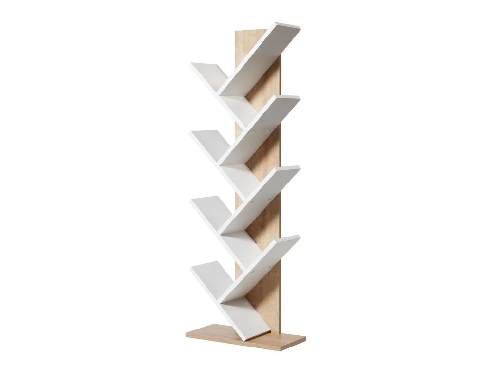 Libreria in legno "Tuval 066" - 46 x 22 x 129 cm - Rovere, Bianco