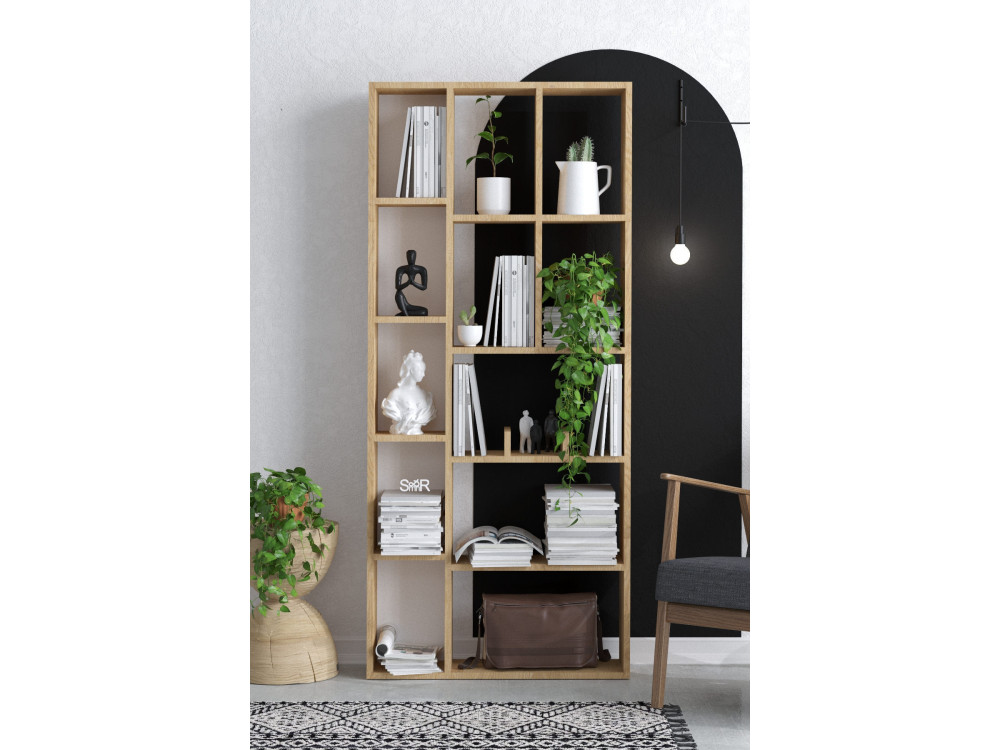 Libreria in legno "Demios" - 75 x 18 x 170 cm - Rovere Zaffiro