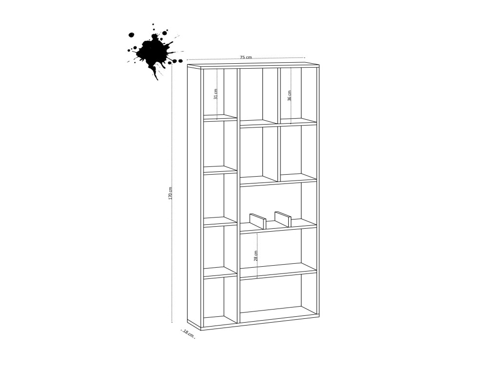 Libreria in legno "Demios" - 75 x 18 x 170 cm - Rovere Zaffiro