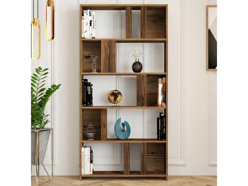 Libreria in legno "Lima" - 90 x 20 x 180 cm - Noce