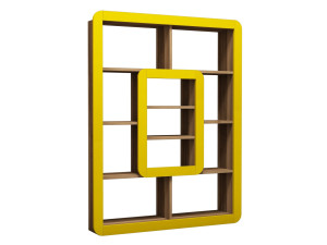 Libreria in legno "Orkide" - 108 x 21 x 140 cm - Noce, Giallo