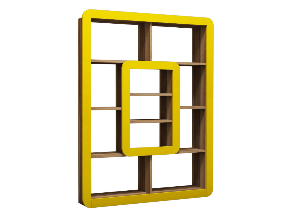 Libreria in legno "Orkide" - 108 x 21 x 140 cm - Noce, Giallo