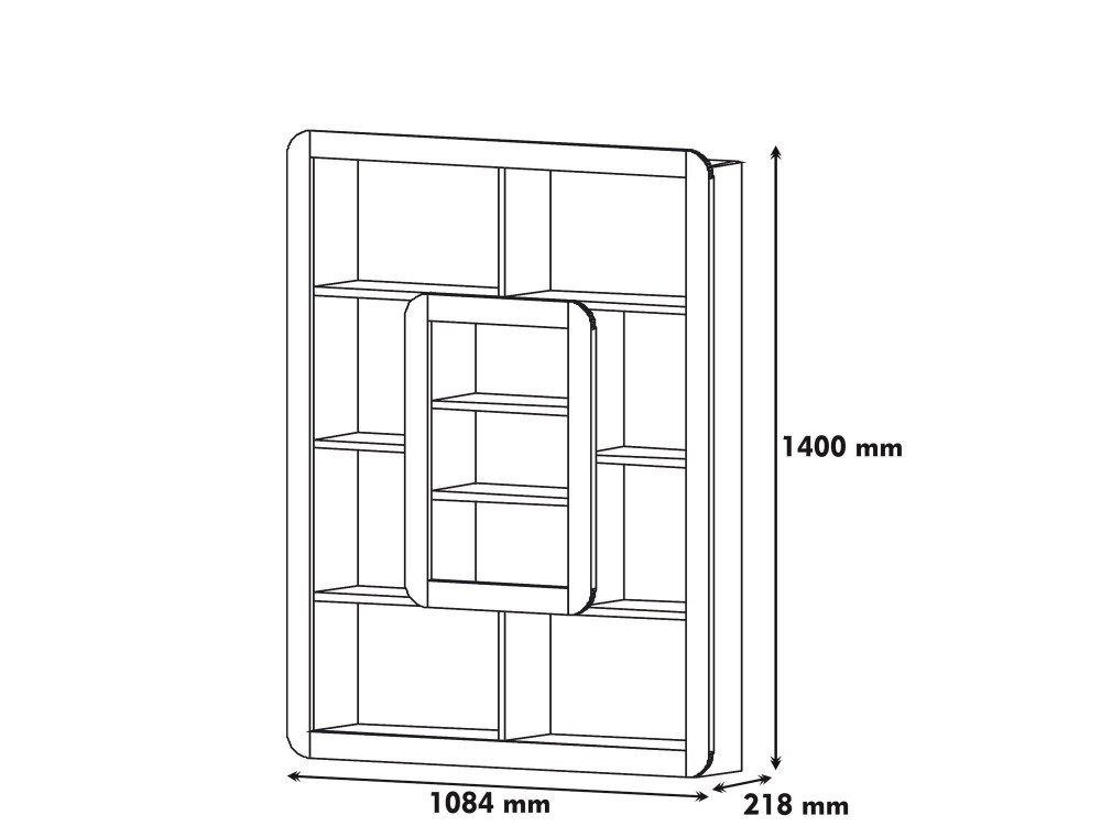 Libreria in legno "Orkide" - 108 x 21 x 140 cm - Noce, Giallo