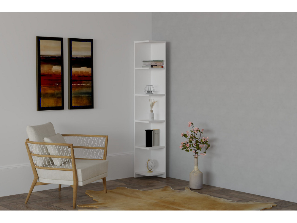 Libreria in legno "Ravella" - 25 x 25 x 160 cm - Bianco