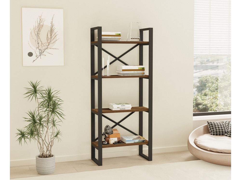Libreria in legno "Alaro" - 66 x 32 x 150 cm - Noce
