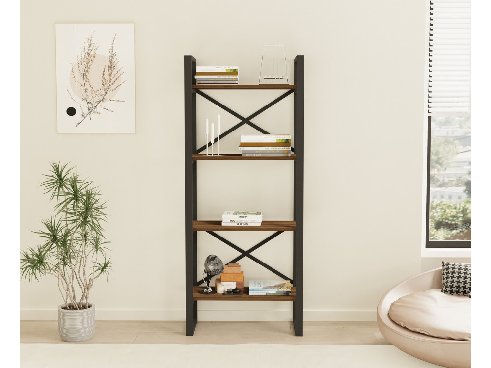 Libreria in legno "Alaro" - 66 x 32 x 150 cm - Noce