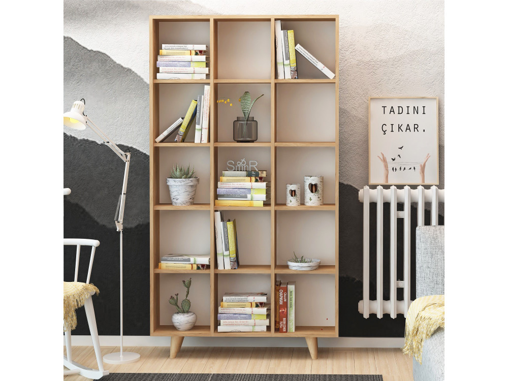 Libreria in legno "Zipa" 100 x 25 x 184 cm - Rovere