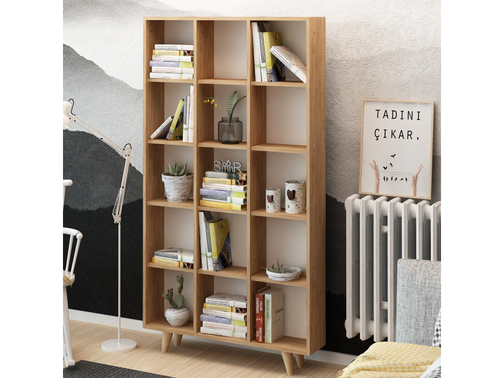 Libreria in legno "Zipa" 100 x 25 x 184 cm - Rovere