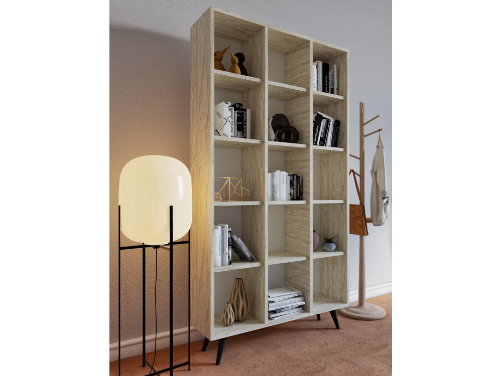 Libreria in legno "Zipa" 100 x 25 x 184 cm - Travertino