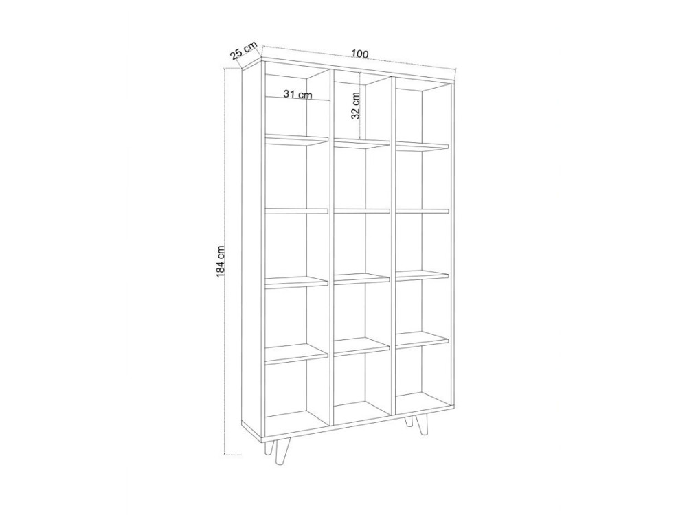 Libreria in legno "Zipa" 100 x 25 x 184 cm - Travertino