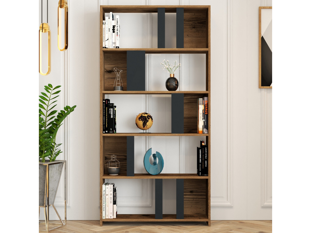 Libreria in legno "Lima" 90 x 20 x 180 cm - Noce
