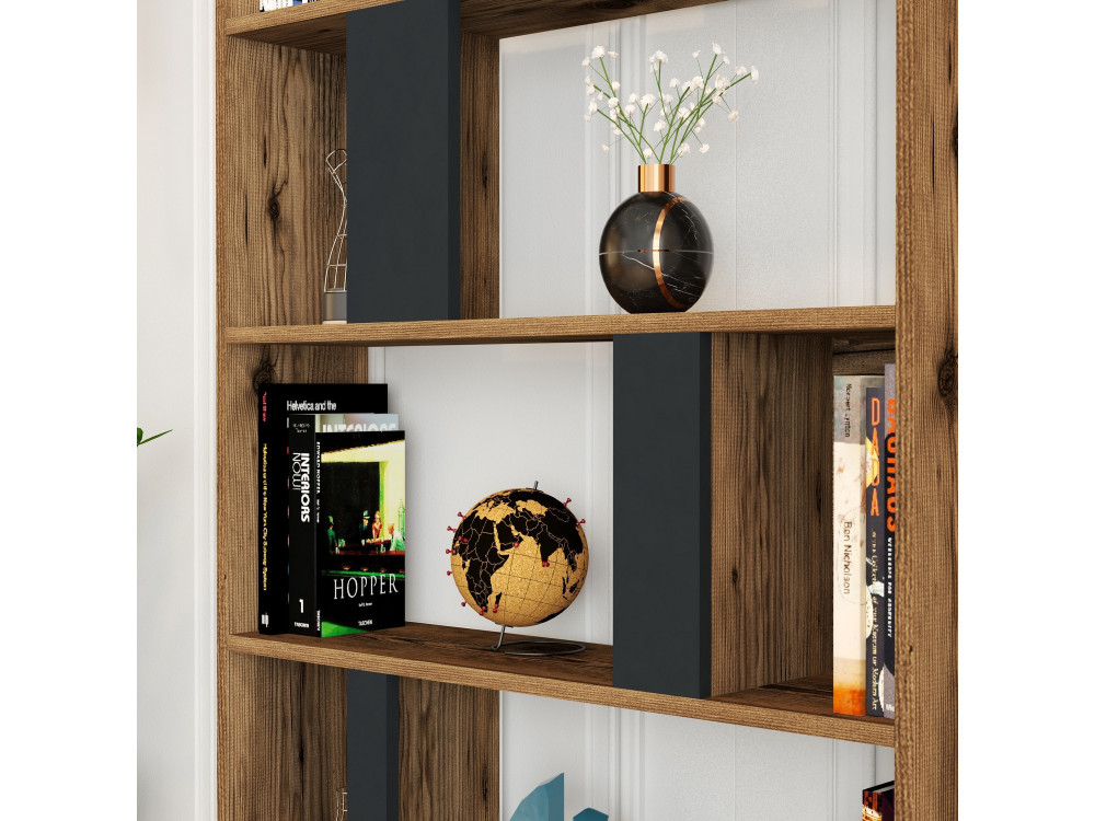 Libreria in legno "Lima" 90 x 20 x 180 cm - Noce