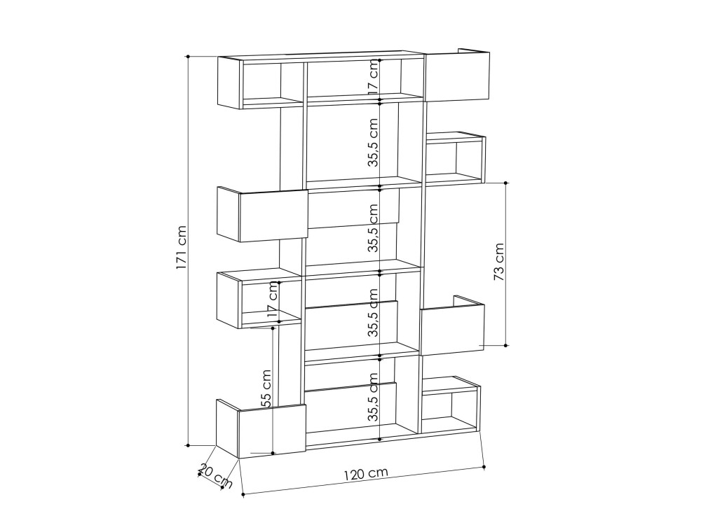 Libreria in legno "Niho" 120 x 27 x 171 cm - Bianco