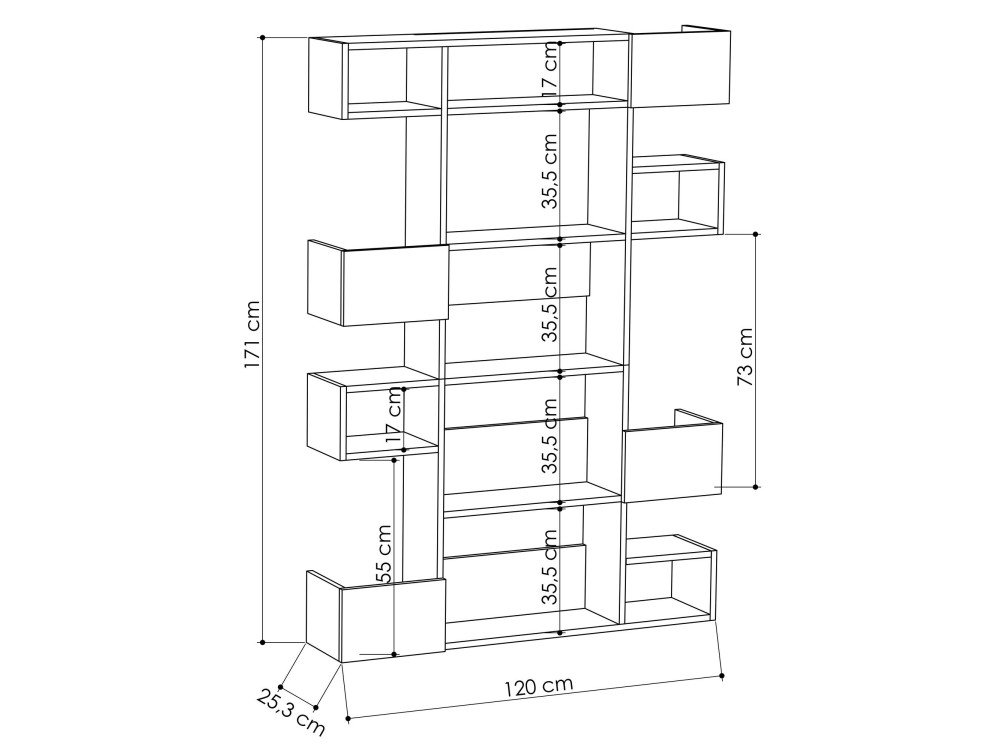 Libreria in legno "Niho" 120 x 27 x 171 cm - Bianco