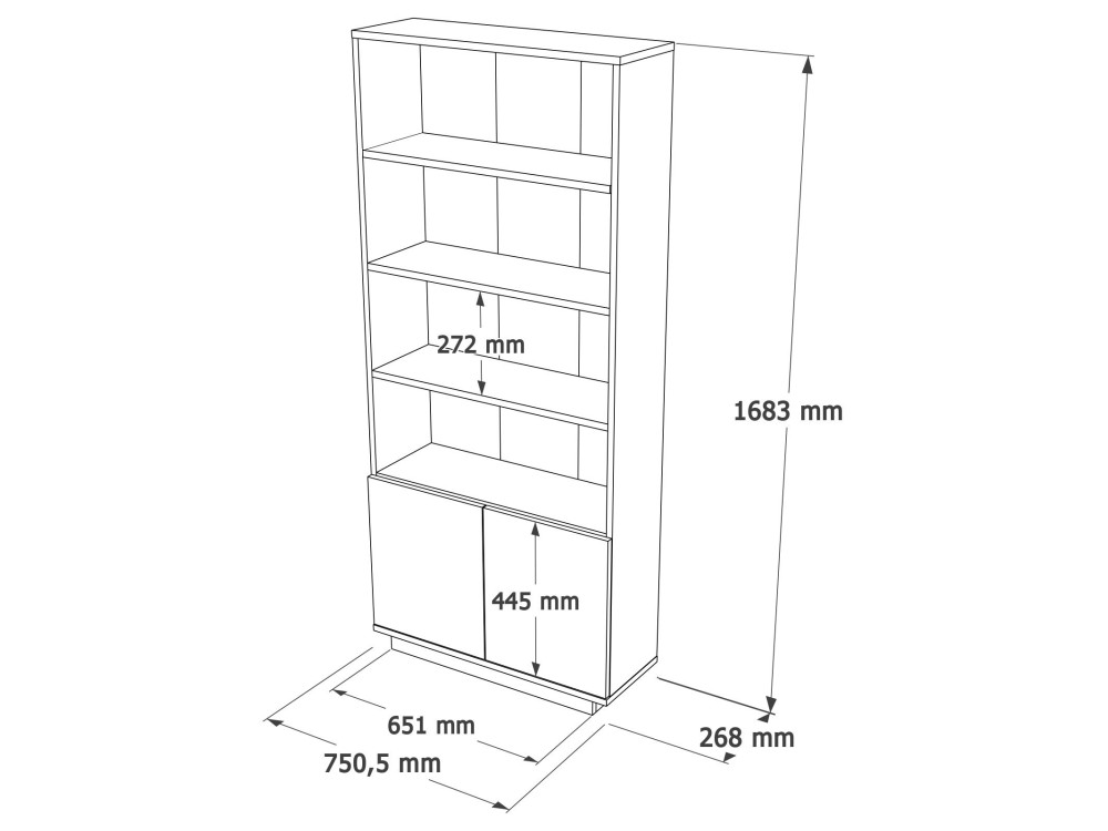 Libreria in legno "Forlan" 75 x 26,8 x 168,3 cm - Pino Atlantico
