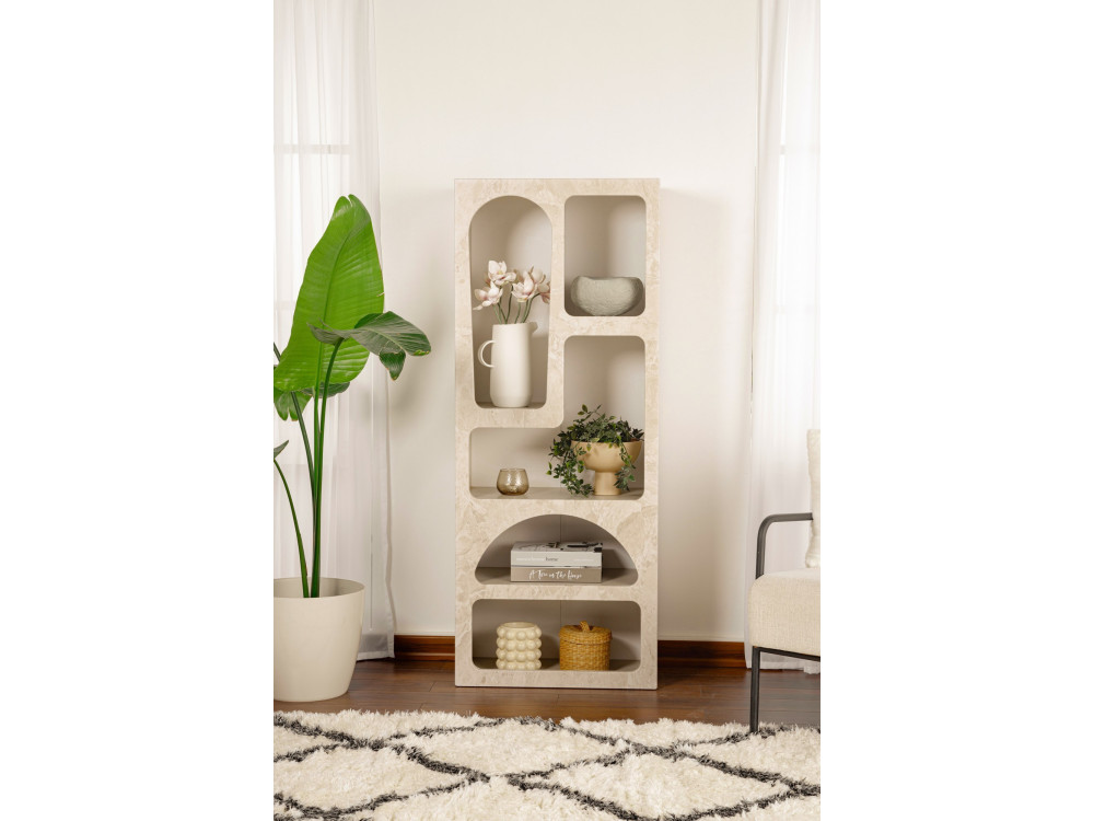 Libreria in legno "Venüs" 60 x 32 x 150 cm - marmo travertino