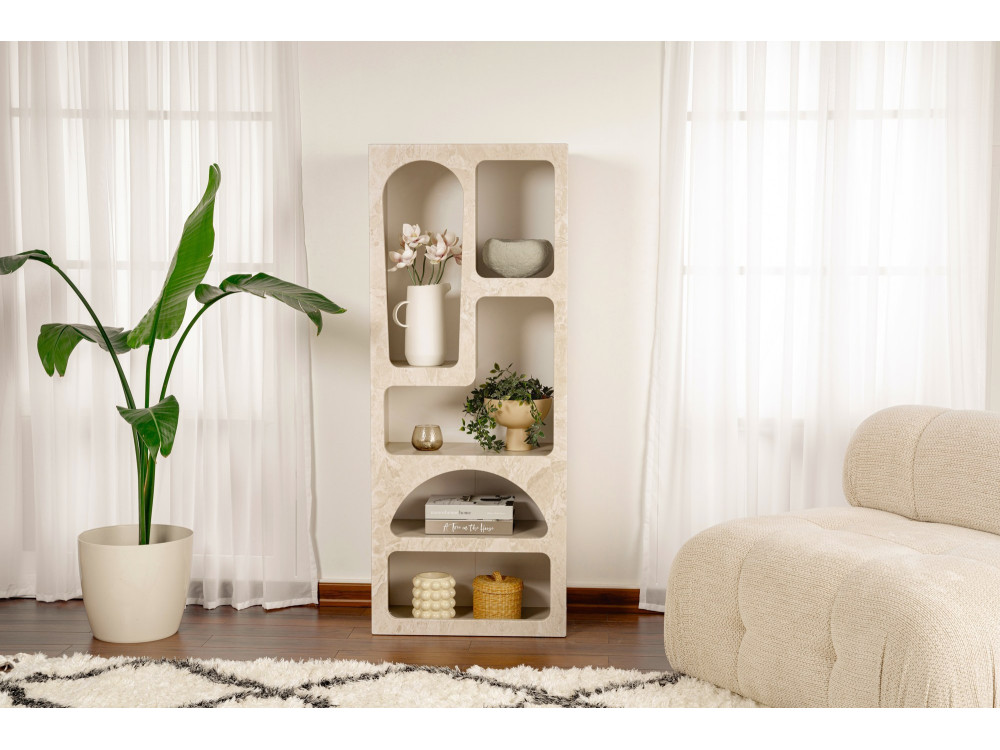 Libreria in legno "Venüs" 60 x 32 x 150 cm - marmo travertino