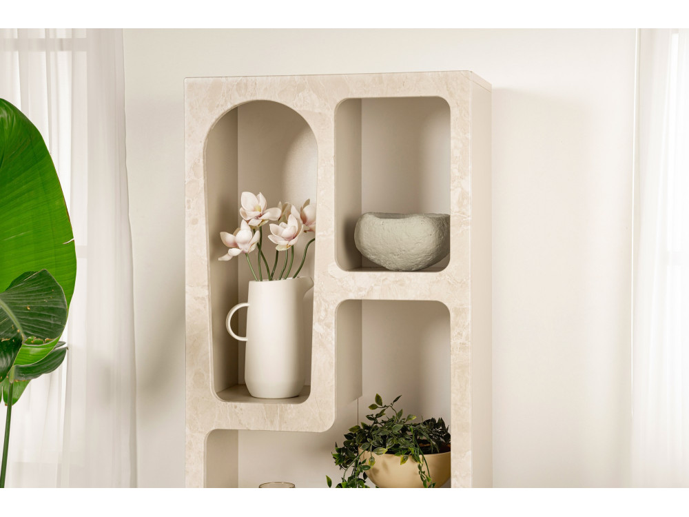 Libreria in legno "Venüs" 60 x 32 x 150 cm - marmo travertino