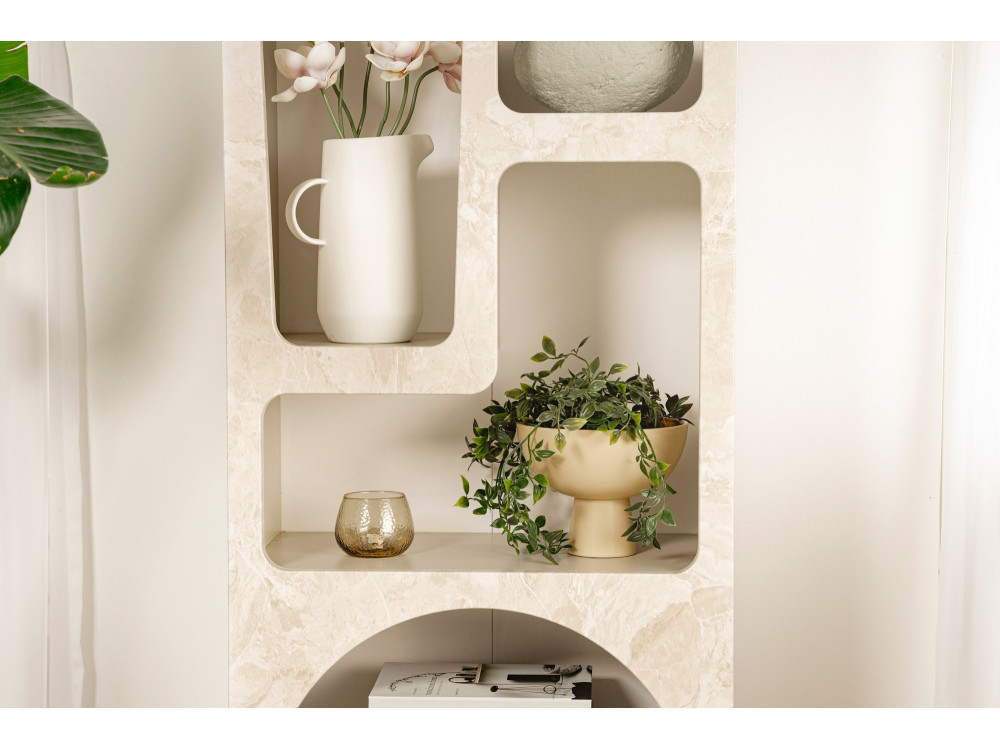 Libreria in legno "Venüs" 60 x 32 x 150 cm - marmo travertino