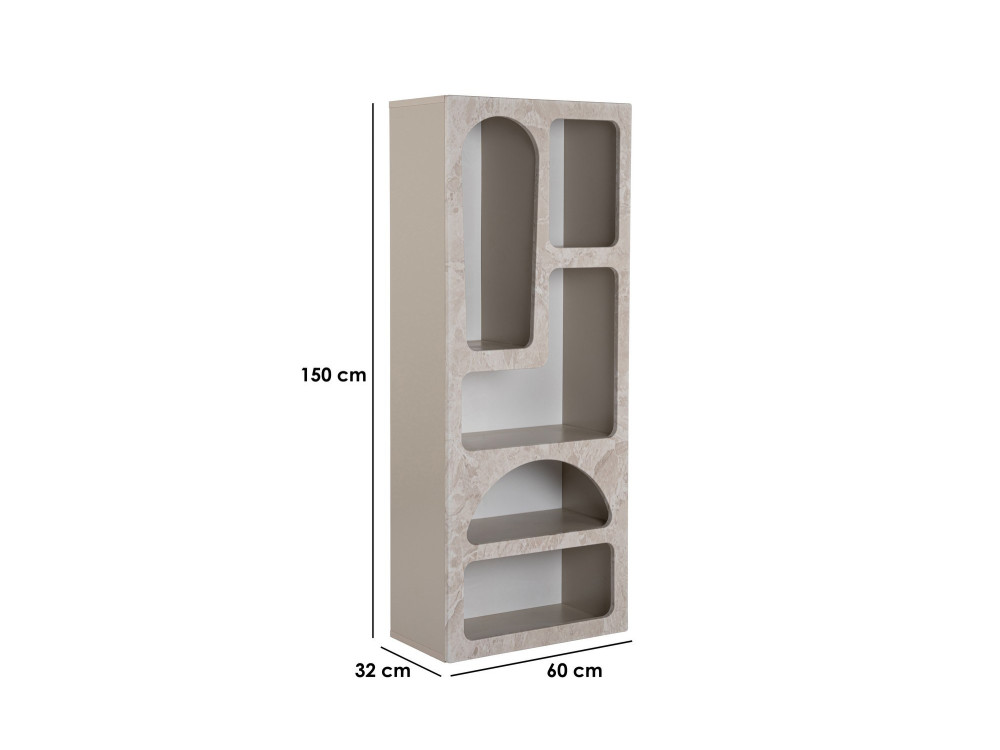 Libreria in legno "Venüs" 60 x 32 x 150 cm - marmo travertino