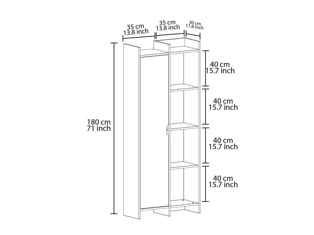 Libreria in legno "Offerta" 70 x 30 x 180 cm - Noce antico