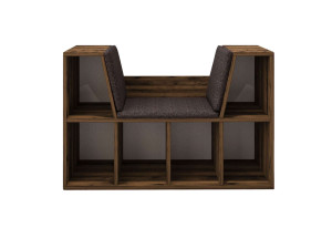 Libreria "Livora" con seduta in legno - 103 x 30 x 63 cm - Marrone