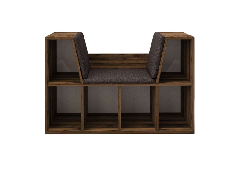 Libreria "Livora" con seduta in legno - 103 x 30 x 63 cm - Marrone