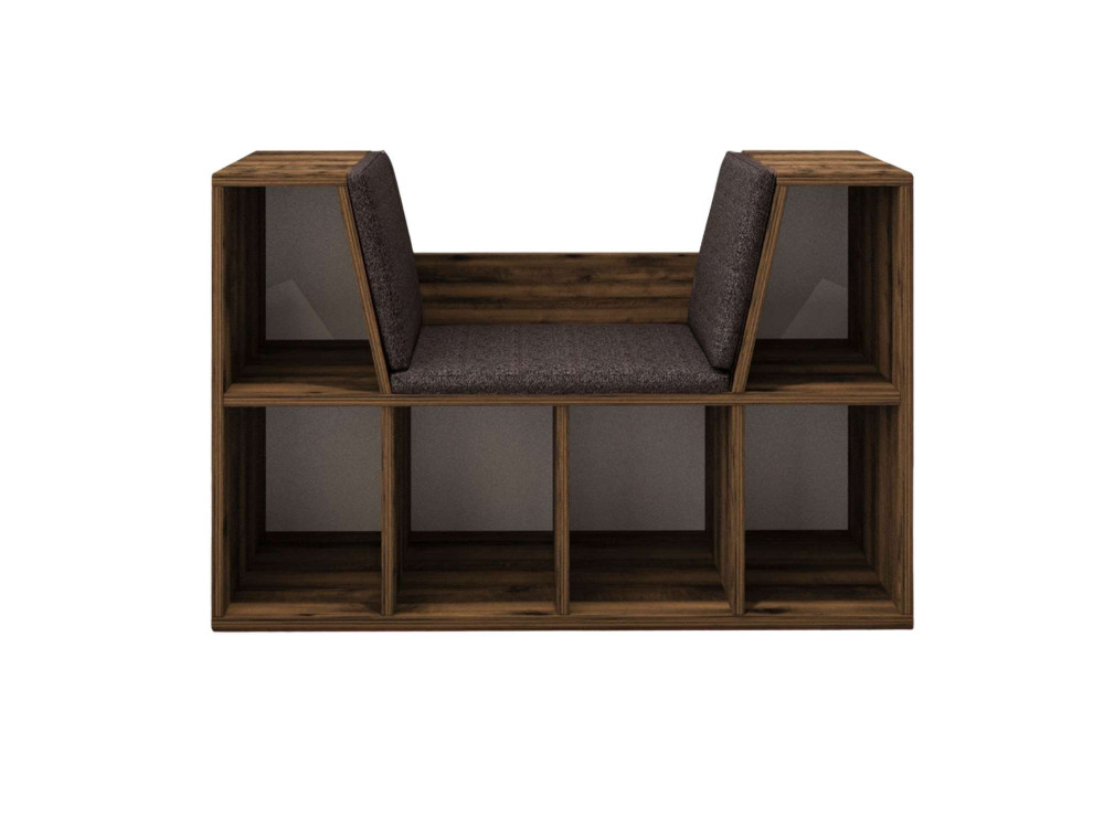 Libreria "Livora" con seduta in legno - 103 x 30 x 63 cm - Marrone