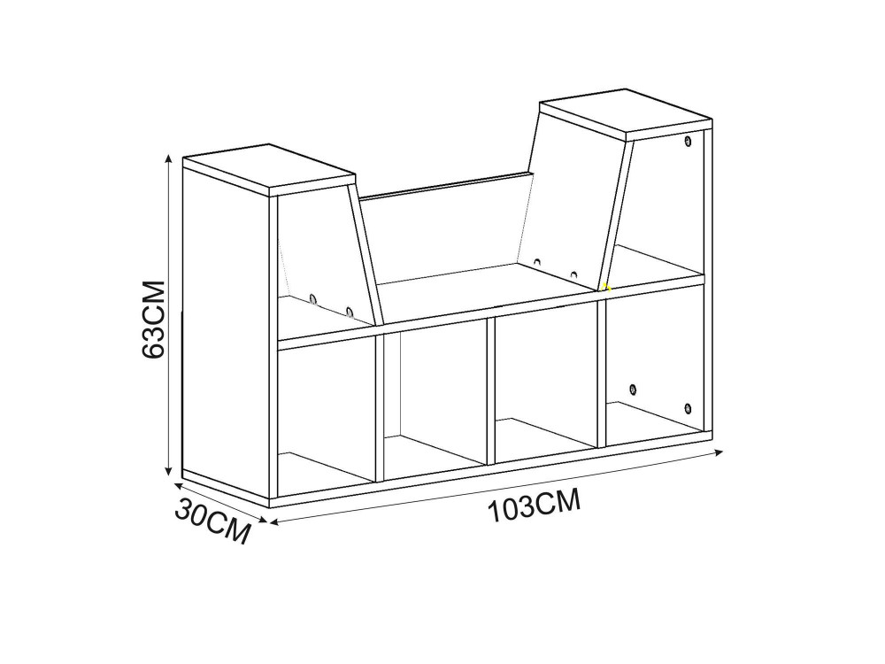 Libreria "Livora" con seduta in legno - 103 x 30 x 63 cm - Marrone
