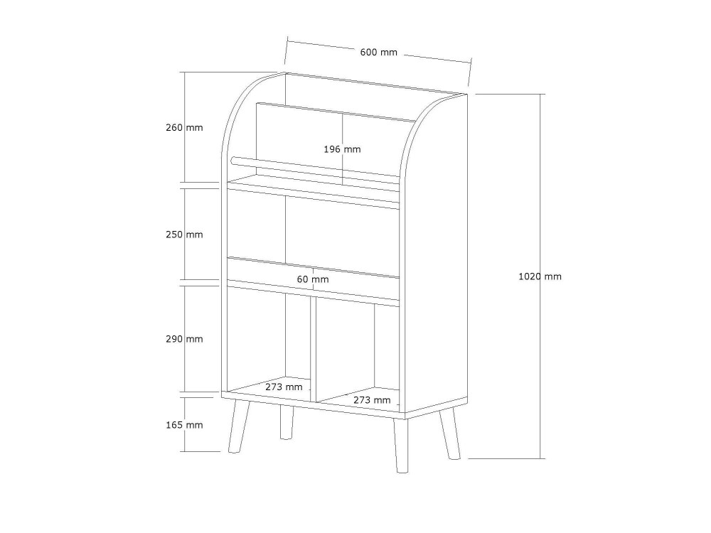 Libreria in legno "Minola" - 60 x 30 x 102 cm - Bianco